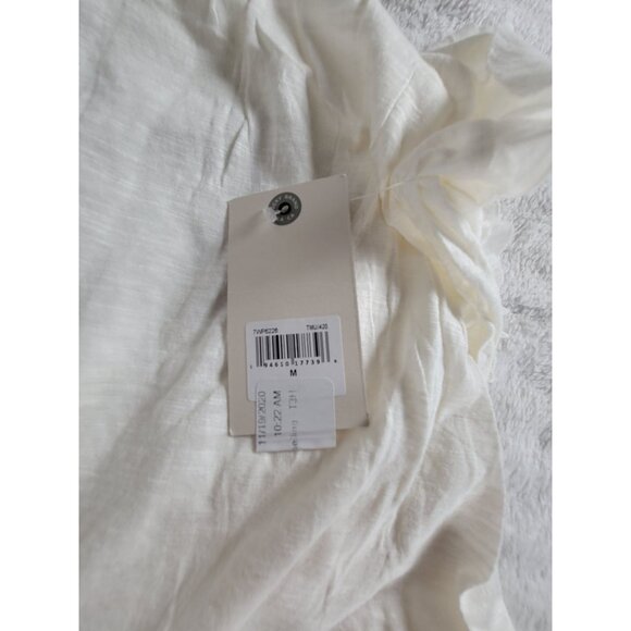 Lucky Brand Womens White Embroidered Ruffle Sleeve Top Medium Cotton Blend New - Picture 4 of 9